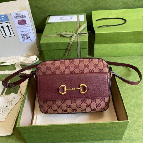 Replica Gucci Horsebit 1955 Burgundy Small Bag 645454 - Image 4
