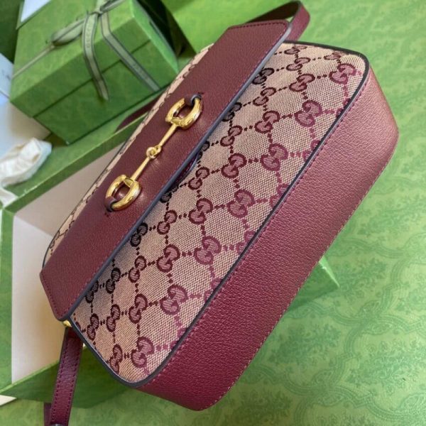 Replica Gucci Horsebit 1955 Burgundy Small Bag 645454 - Image 6