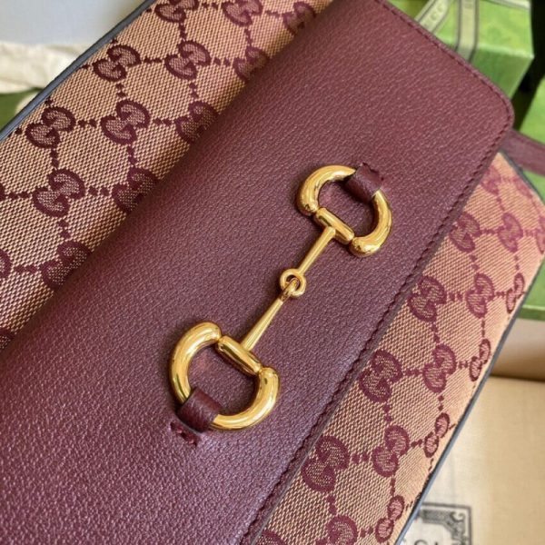 Replica Gucci Horsebit 1955 Burgundy Small Bag 645454 - Image 7
