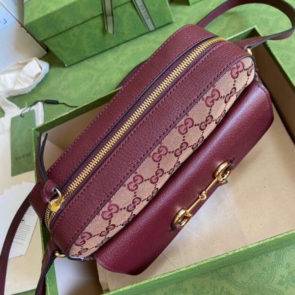 Replica Gucci Horsebit 1955 Burgundy Small Bag 645454 - Image 8