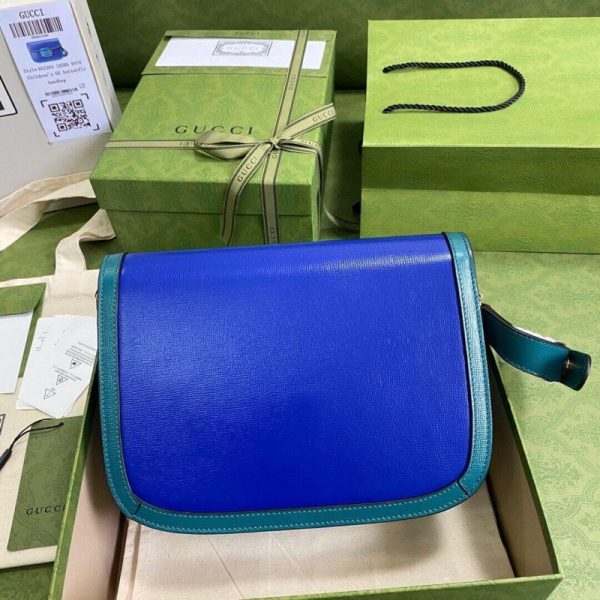 Gucci Horsebit 1955 Small Shoulder Bag in Blue & Green Leather - Image 5