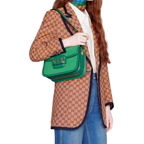 Green Leather Gucci Horsebit 1955 Small Shoulder Bag Replica - Image 2