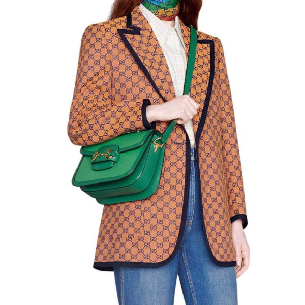Green Leather Gucci Horsebit 1955 Small Shoulder Bag Replica - Image 3