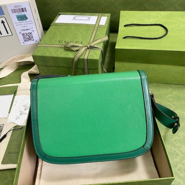 Green Leather Gucci Horsebit 1955 Small Shoulder Bag Replica - Image 5