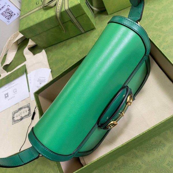 Green Leather Gucci Horsebit 1955 Small Shoulder Bag Replica - Image 7