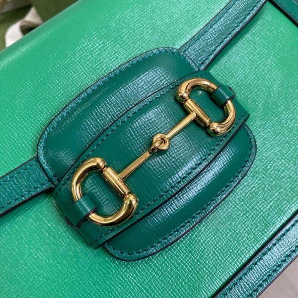 Green Leather Gucci Horsebit 1955 Small Shoulder Bag Replica - Image 8