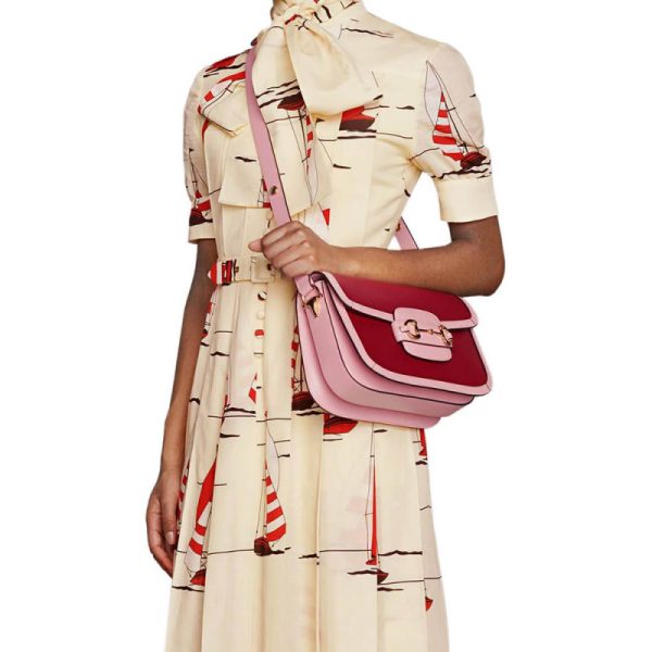 Gucci Replica Horsebit 1955 Shoulder Bag - Red & Pink Leather - Image 3
