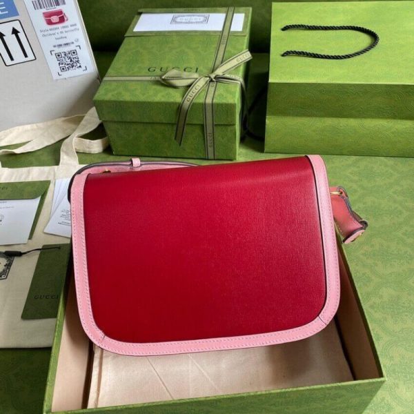 Gucci Replica Horsebit 1955 Shoulder Bag - Red & Pink Leather - Image 5