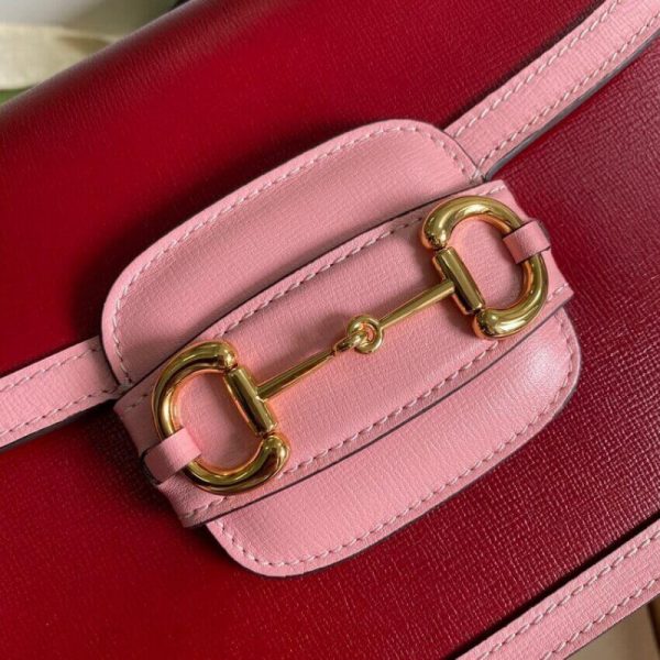 Gucci Replica Horsebit 1955 Shoulder Bag - Red & Pink Leather - Image 8
