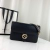 Best Replicas Bags - Replica Gucci GG Leather Crossbody Bag 28cm Black Shop For Best Louis Vuitton LV Replica Bags With Cheap Price