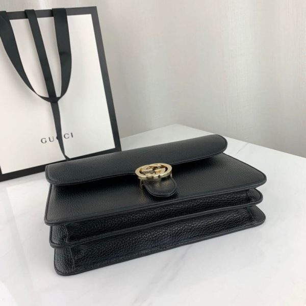 Replica Gucci GG Leather Crossbody Bag 28cm Black - Image 5