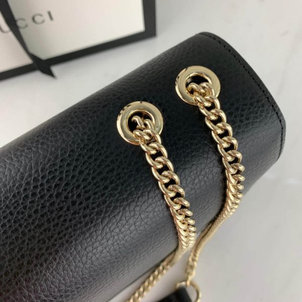 Replica Gucci GG Leather Crossbody Bag 28cm Black - Image 8
