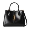 Best Replicas Bags - Replica Gucci Jackie 1961 Black Leather Medium Tote Bag Shop For Best Louis Vuitton LV Replica Bags With Cheap Price
