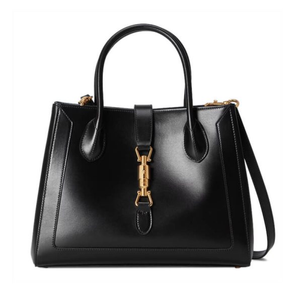 Replica Gucci Jackie 1961 Black Leather Medium Tote Bag