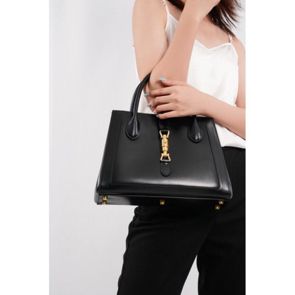 Replica Gucci Jackie 1961 Black Leather Medium Tote Bag - Image 2