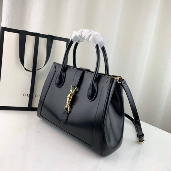 Replica Gucci Jackie 1961 Black Leather Medium Tote Bag - Image 11