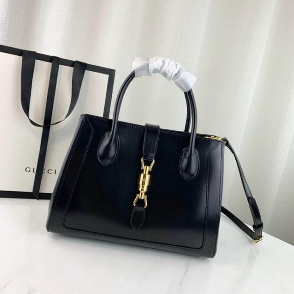 Replica Gucci Jackie 1961 Black Leather Medium Tote Bag - Image 9