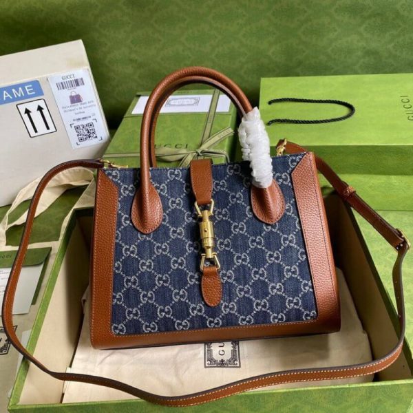 Replica Gucci Jackie 1961 Medium Denim Tote Bag - Image 2