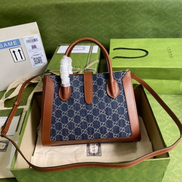 Replica Gucci Jackie 1961 Medium Denim Tote Bag - Image 3