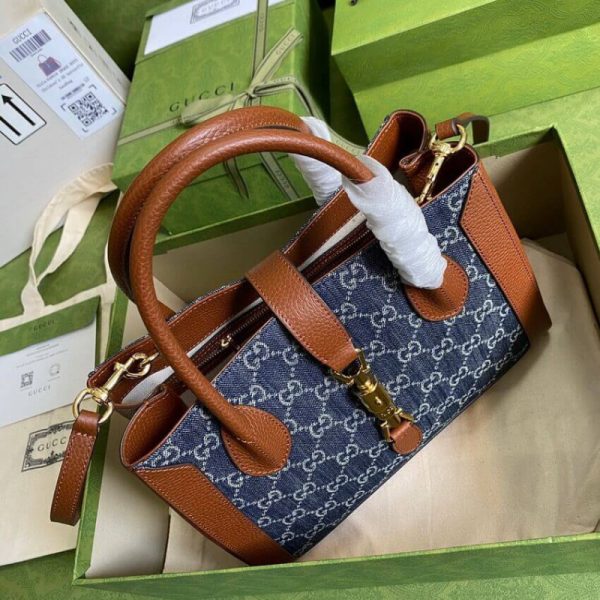 Replica Gucci Jackie 1961 Medium Denim Tote Bag - Image 6