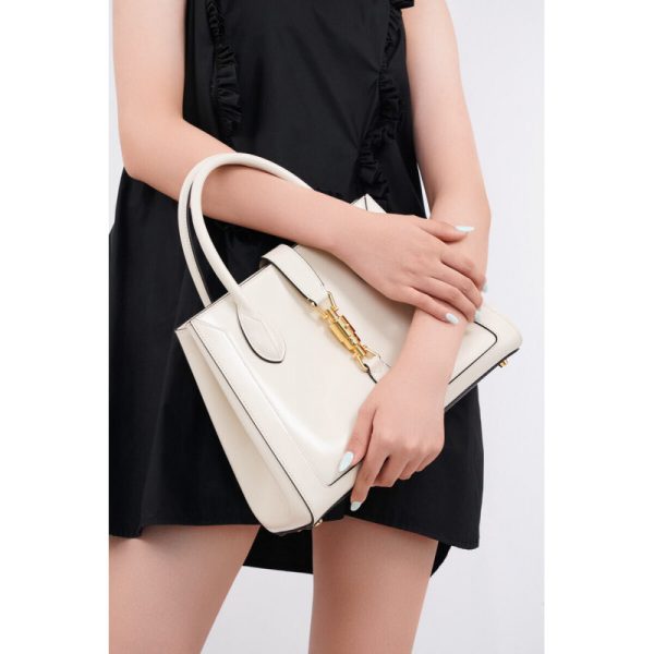 Replica Gucci Jackie 1961 White Leather Tote Bag - Image 2