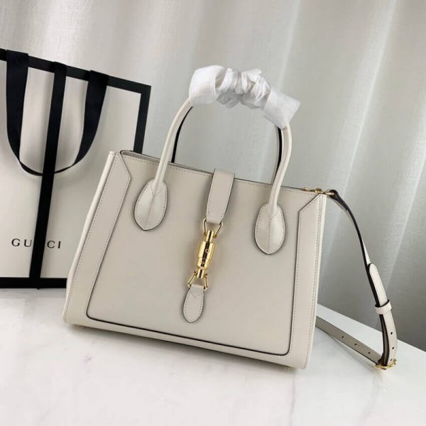 Replica Gucci Jackie 1961 White Leather Tote Bag - Image 11