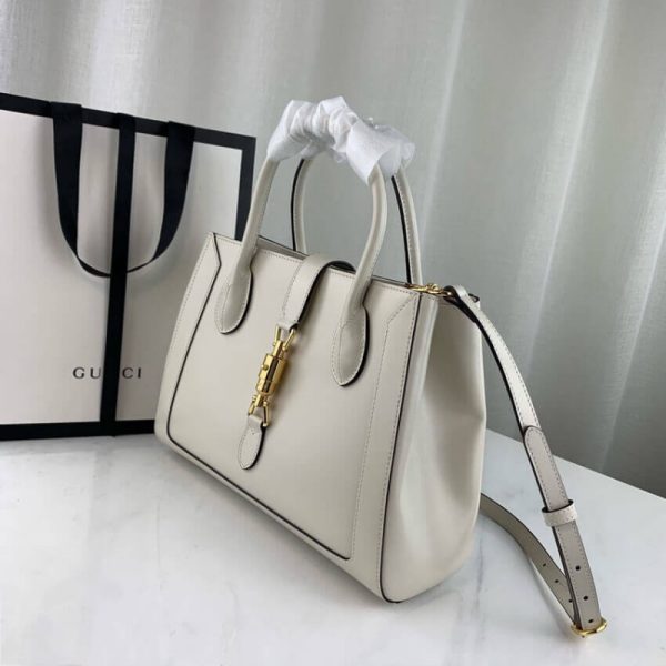 Replica Gucci Jackie 1961 White Leather Tote Bag - Image 13