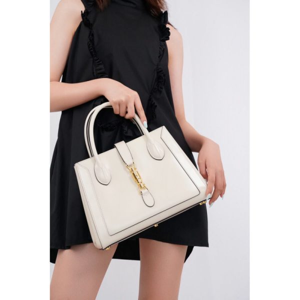 Replica Gucci Jackie 1961 White Leather Tote Bag - Image 3