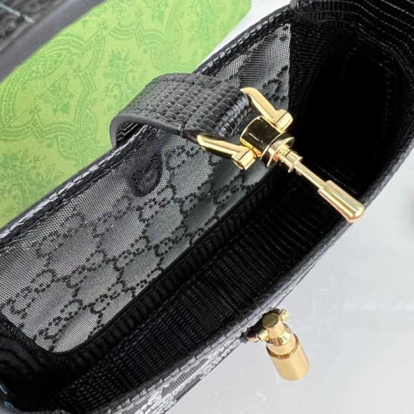 Replica Gucci Jackie 1961 Mini Black Lizard Bag with GG Crystals - Image 11