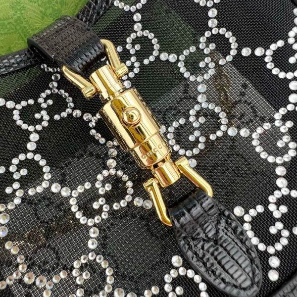 Replica Gucci Jackie 1961 Mini Black Lizard Bag with GG Crystals - Image 7