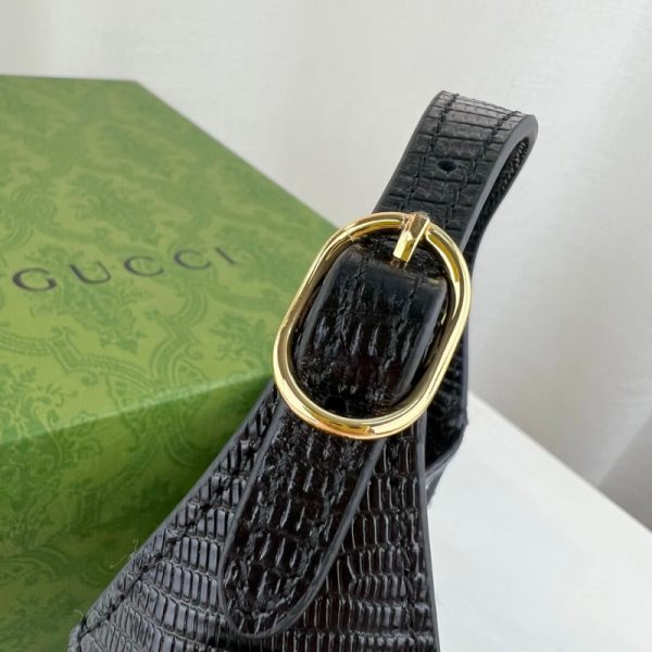 Replica Gucci Jackie 1961 Mini Black Lizard Bag with GG Crystals - Image 8