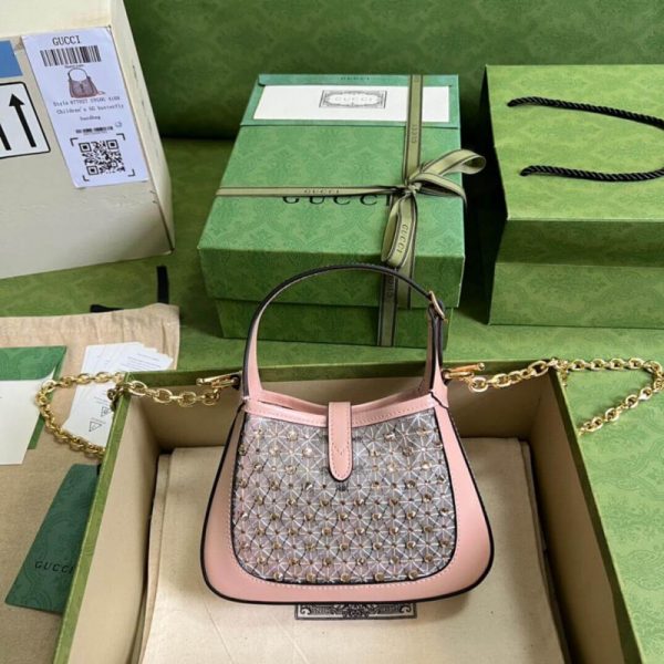 Gucci Jackie 1961 Mini GG Crystal Shoulder Bag - Black - Image 2
