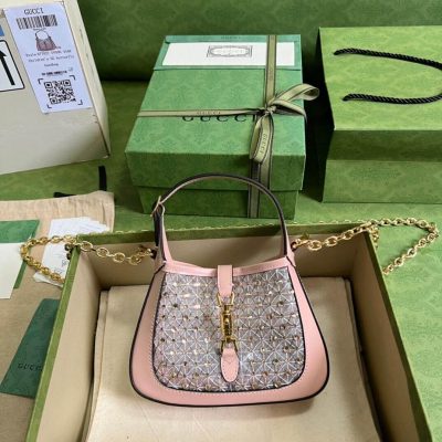 Gucci Jackie 1961 Mini GG Crystal Shoulder Bag - Black