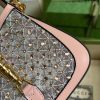Best Replicas Bags - Gucci Jackie 1961 Mini GG Crystal Shoulder Bag - Black Shop For Best Louis Vuitton LV Replica Bags With Cheap Price