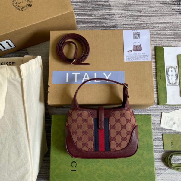 Replica Gucci Jackie 1961 Mini Bag in Burgundy GG Canvas - Image 3