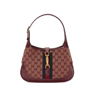 Replica Gucci Jackie 1961 Small Burgundy GG Canvas Shoulder Bag