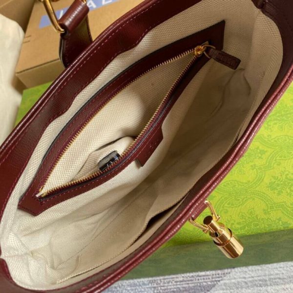 Replica Gucci Jackie 1961 Small Burgundy GG Canvas Shoulder Bag - Image 17