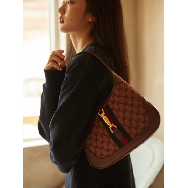 Replica Gucci Jackie 1961 Small Burgundy GG Canvas Shoulder Bag - Image 6