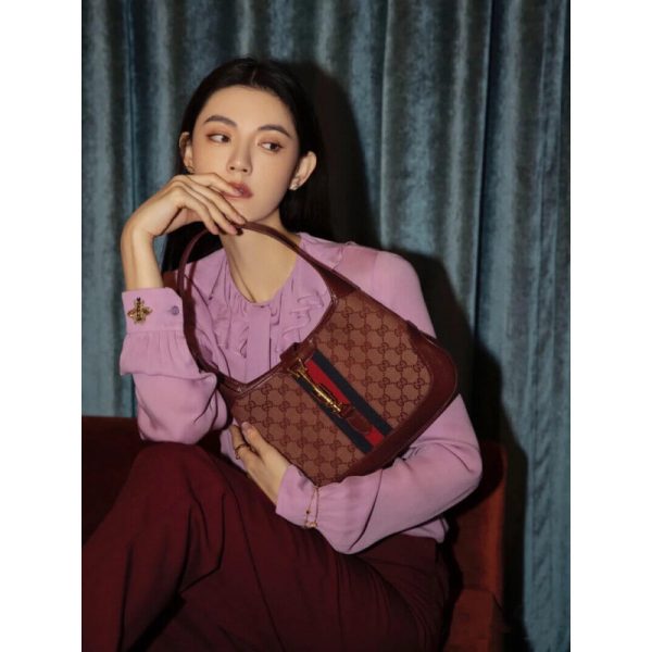 Replica Gucci Jackie 1961 Small Burgundy GG Canvas Shoulder Bag - Image 8
