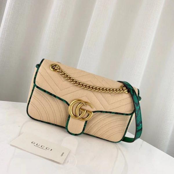 Replica Gucci GG Marmont Raffia Small Shoulder Bag – Online Exclusive - Image 2