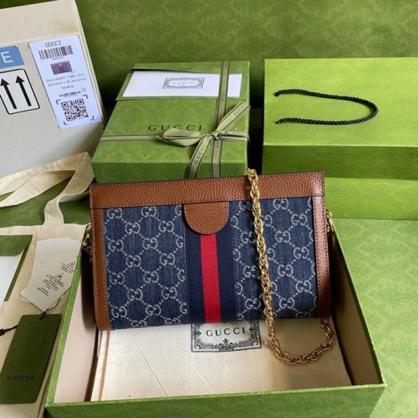 Replica Gucci Ophidia GG Blue Denim Small Shoulder Bag - Image 2