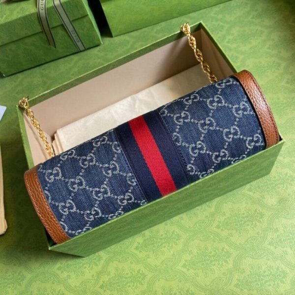 Replica Gucci Ophidia GG Blue Denim Small Shoulder Bag - Image 3