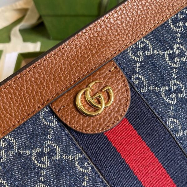 Replica Gucci Ophidia GG Blue Denim Small Shoulder Bag - Image 4