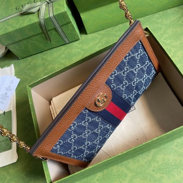 Replica Gucci Ophidia GG Blue Denim Small Shoulder Bag - Image 6