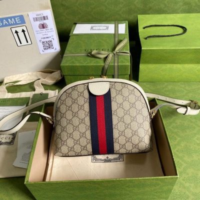 White Gucci Ophidia GG Canvas Shoulder Bag - Timeless Style