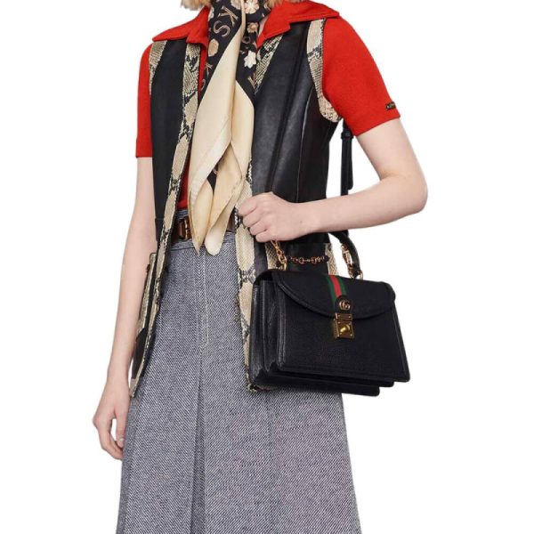 Gucci Ophidia Leather Top Handle Bag with Web Strap - Replica - Image 2