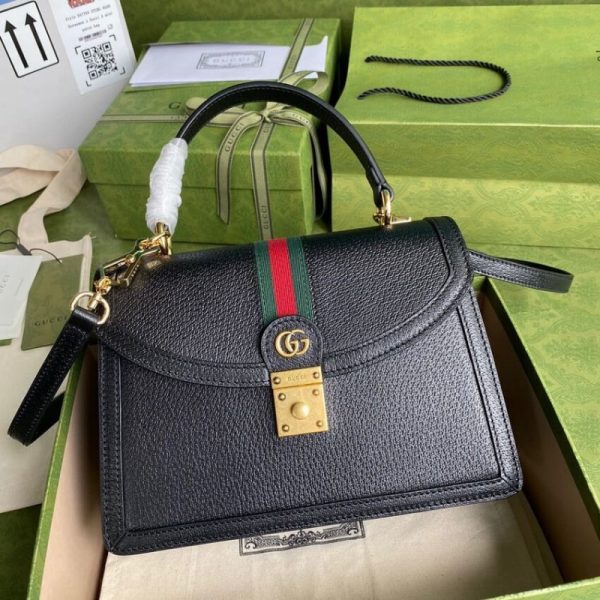 Gucci Ophidia Leather Top Handle Bag with Web Strap - Replica - Image 3