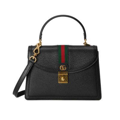 Gucci Ophidia Leather Top Handle Bag with Web Strap - Replica