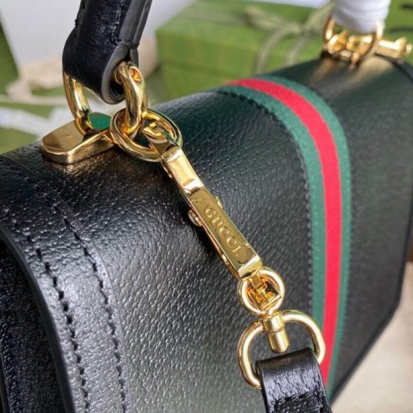 Gucci Ophidia Leather Top Handle Bag with Web Strap - Replica - Image 9