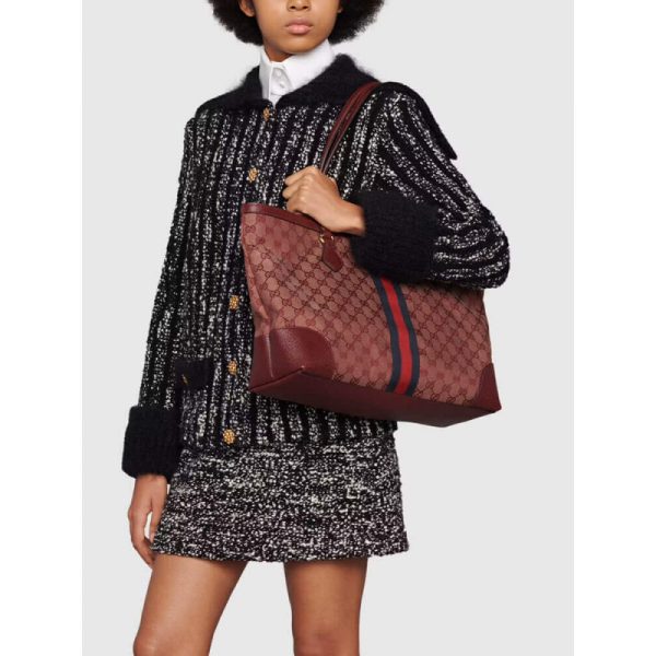 Replica Gucci Ophidia Medium Tote - Burgundy GG Canvas 631685 - Image 2